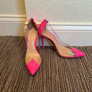 SCHUTZ Cendi Hot Pink and Clear Women's Heels